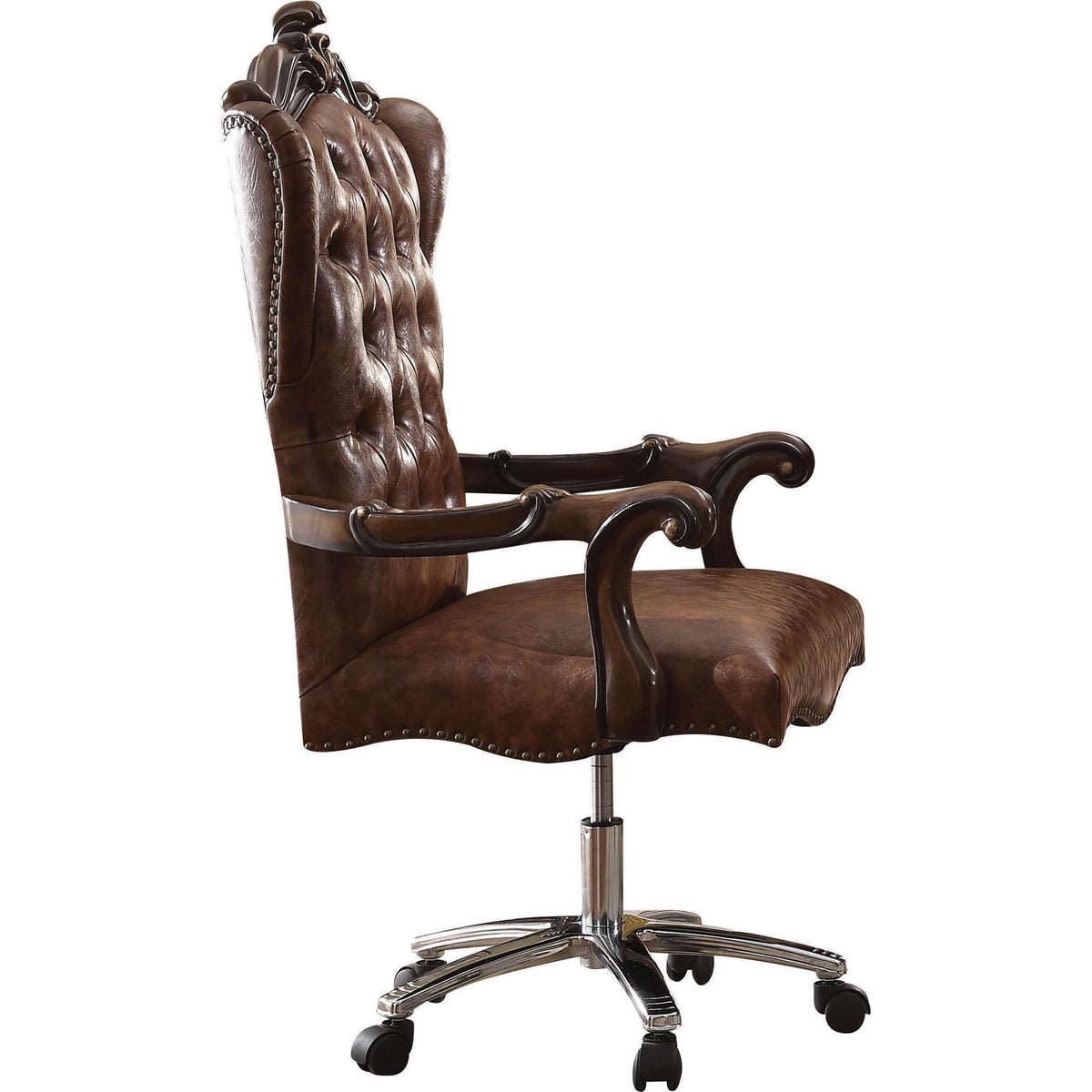 Acme Furniture Versailles 92282 Executive Office Chair - Light Brown PU & Cherry Oak