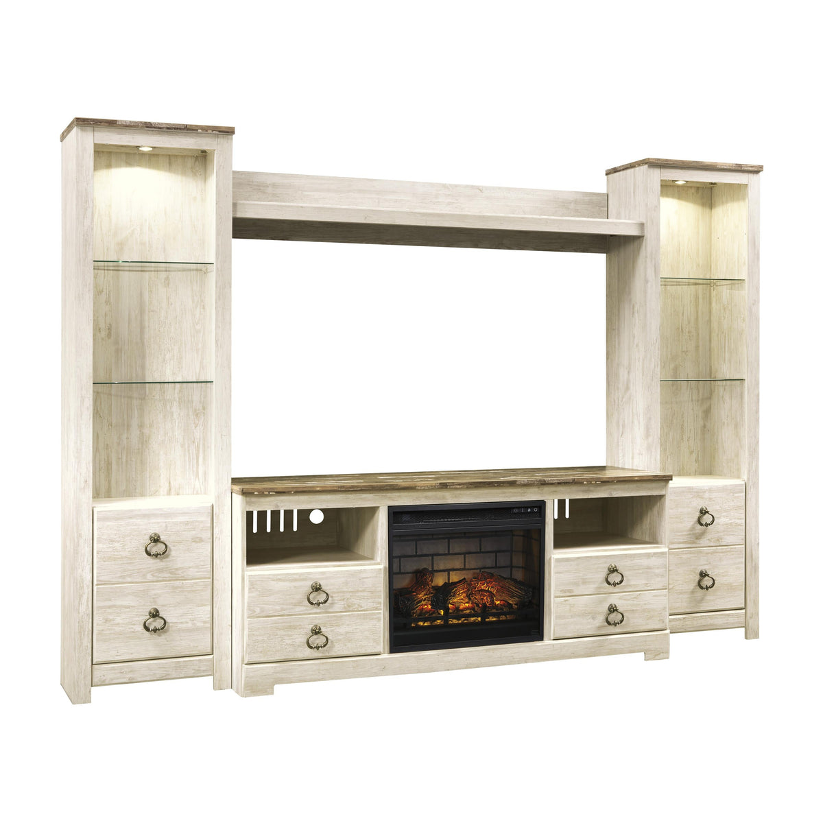 Signature Design by Ashley Willowton W267W9 4 pc Entertainment Center with Electric Fireplace