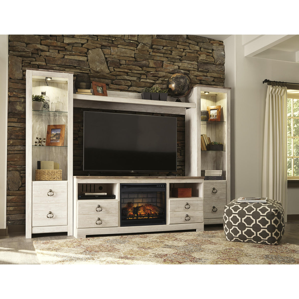 Signature Design by Ashley Willowton W267W9 4 pc Entertainment Center with Electric Fireplace