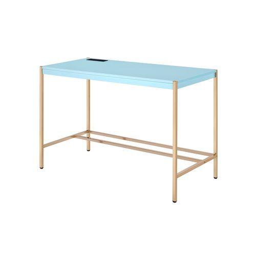 Acme Furniture Midriaks OF00023 Writing Desk - Baby Blue & Gold Finish