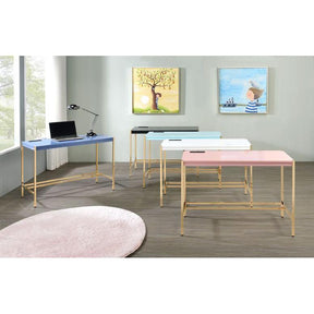 Acme Furniture Midriaks OF00023 Writing Desk - Baby Blue & Gold Finish