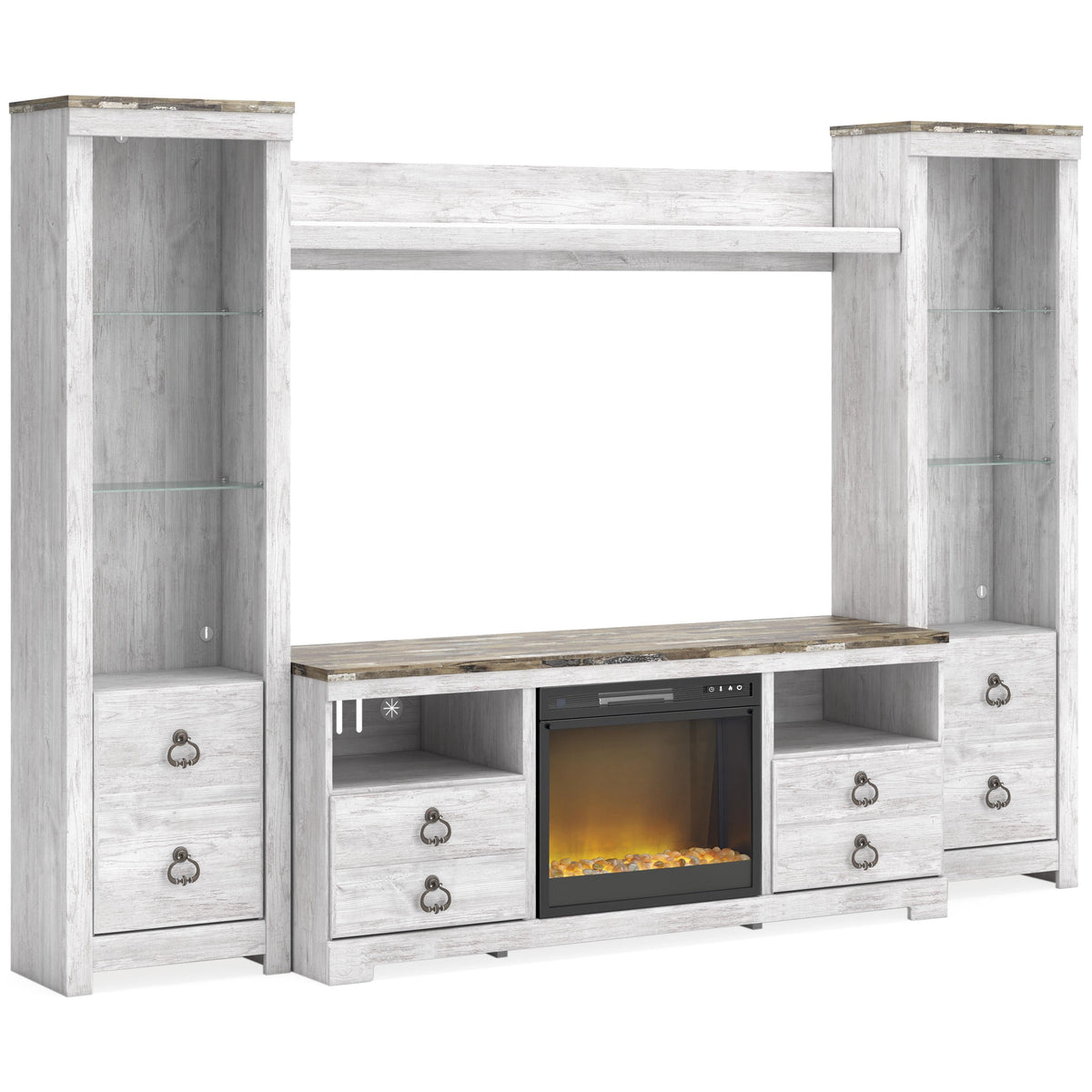 Signature Design by Ashley Willowton W267W4 4 pc Entertainment Center with Electric Fireplace