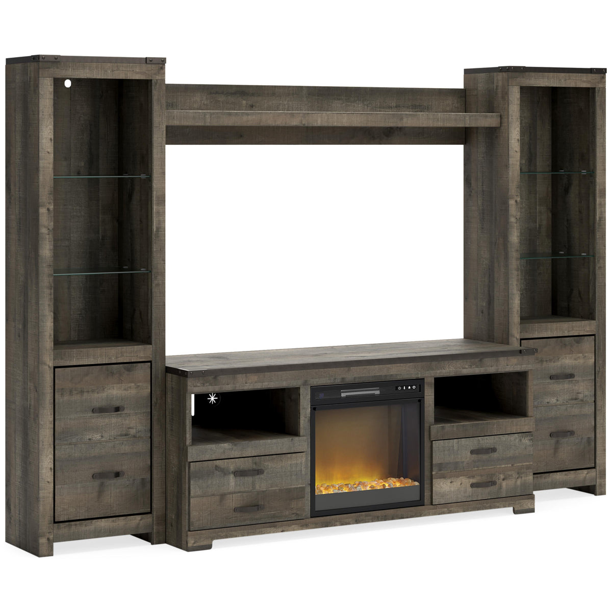 Signature Design by Ashley Trinell W446W10 4 pc Entertainment Center with Electric Fireplace