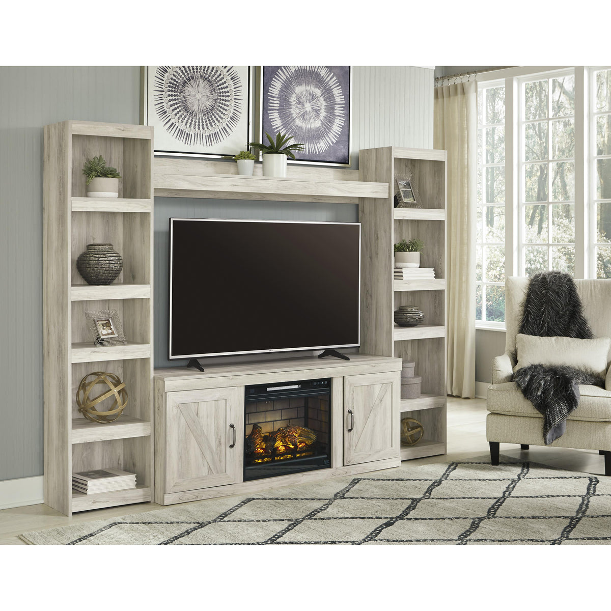 Signature Design by Ashley Bellaby EW0331W8 4 pc Entertainment Center with Electric Fireplace