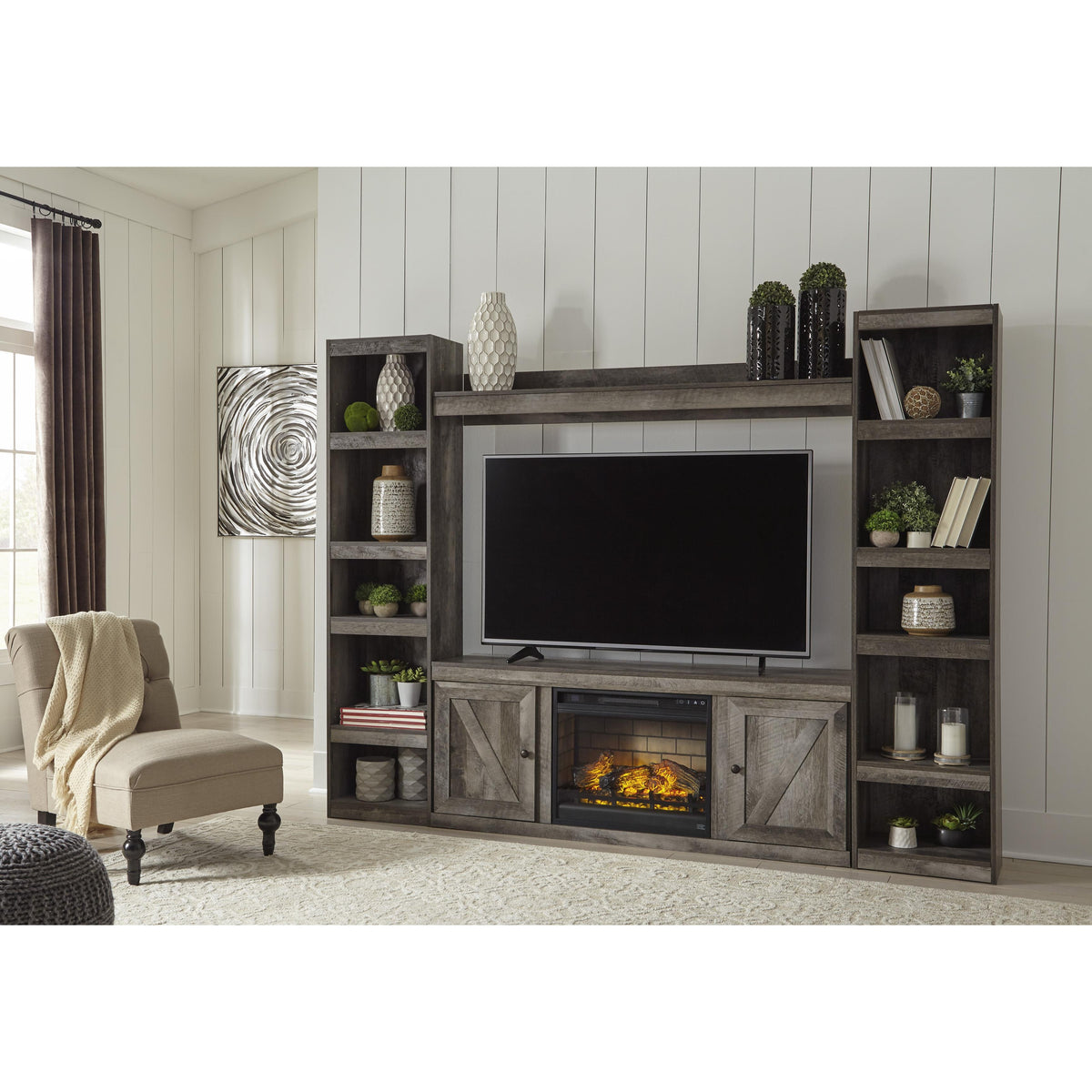 Signature Design by Ashley Wynnlow EW0440W8 4 pc Entertainment Center with Electric Fireplace