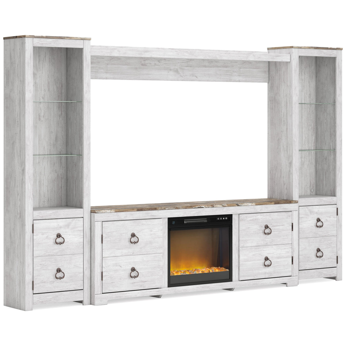 Signature Design by Ashley Willowton W267W15 4 pc Entertainment Center with Electric Fireplace