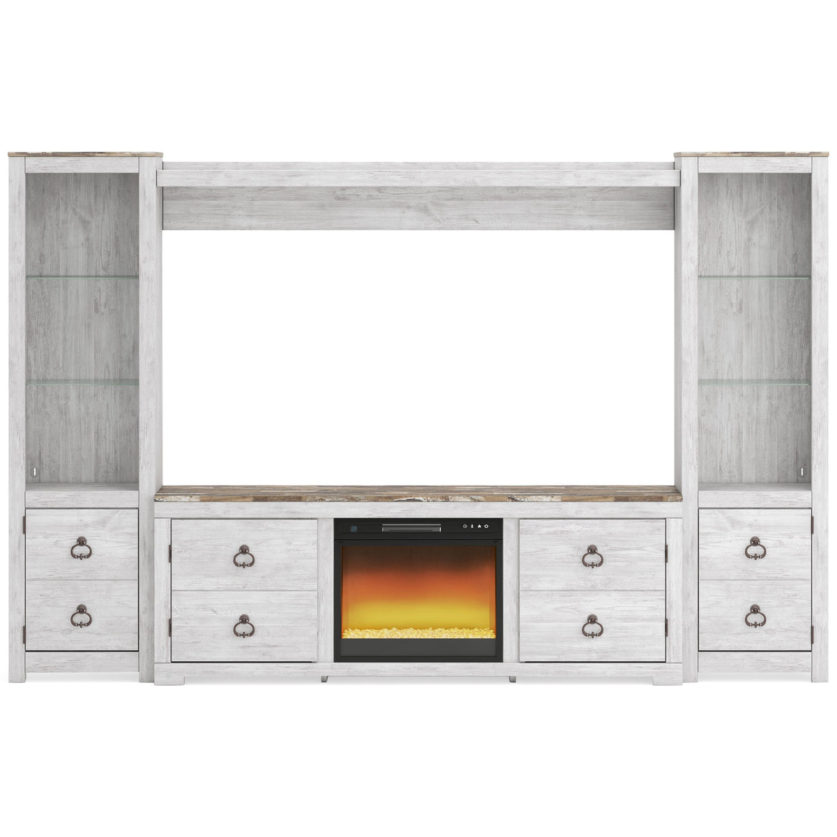 Signature Design by Ashley Willowton W267W15 4 pc Entertainment Center with Electric Fireplace