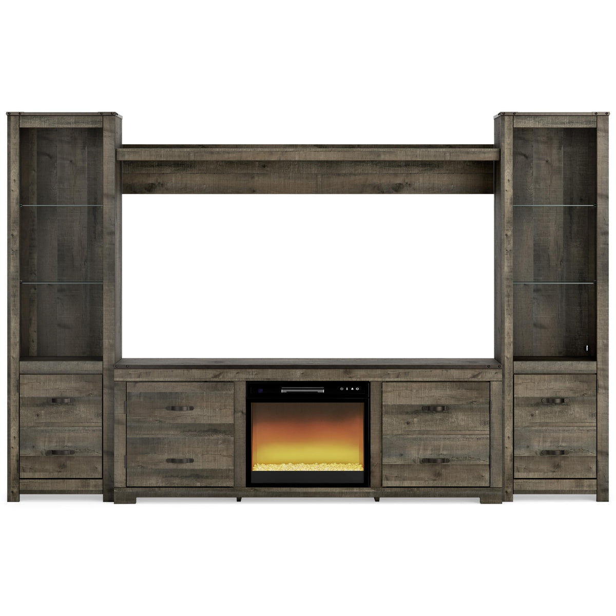 Signature Design by Ashley Trinell W446W15 4 pc Entertainment Center with Electric Fireplace