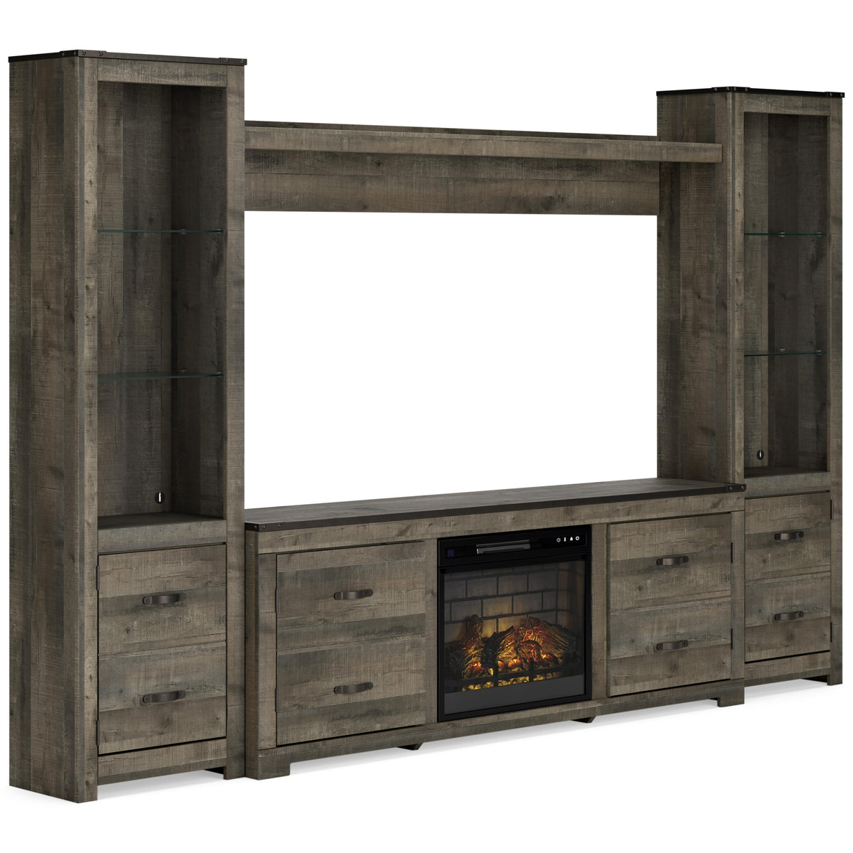 Signature Design by Ashley Trinell W446W17 4 pc Entertainment Center with Electric Fireplace