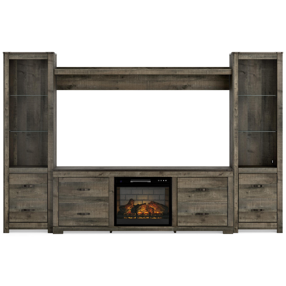 Signature Design by Ashley Trinell W446W17 4 pc Entertainment Center with Electric Fireplace