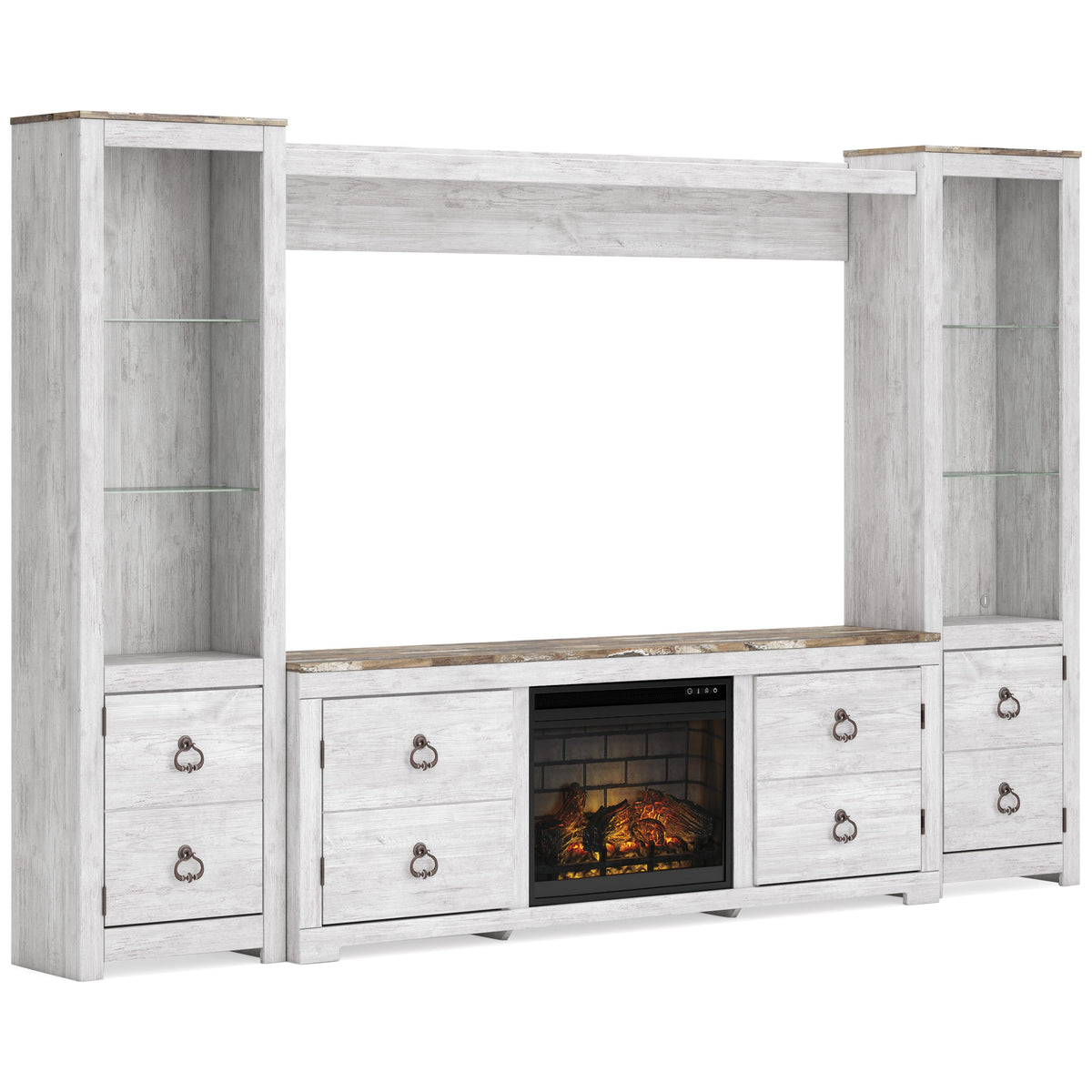 Signature Design by Ashley Willowton W267W18 4 pc Entertainment Center with Electric Fireplace
